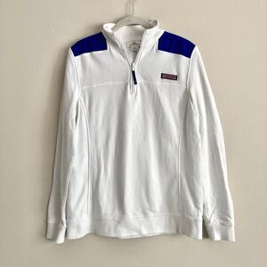 Vineyard Vines Womens Pullover 1/4 Zip Fleece Jacket Back Detail Sz Small White